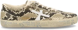 Premiata Davidd Beige Snakeskin Textured Sneakers