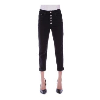 Dondup Jeans, Dames, Zwart, W31, Katoen, Zwarte Logo Jeans met Zakken