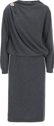 Fabiana Filippi Kleedjes, Dames, Grijs, M, Wol, Ronde Hals Wollen Jurk