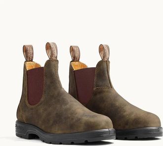 Blundstone 585 Boots Rustic Brown Leather Round Toe Ankle Chelsea HTAT704