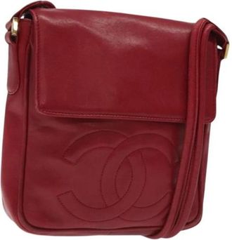 Chanel Pre-owned Leather chanel-bags - Dames - Vintage Schoudertas - Rood - ONE Size - Vintage