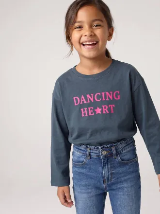 Vertbaudet M&auml;dchen Langarmshirt mit Schriftzug tinte