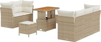 vidaXL Garden Sofa Set with Cushion with Storage 8 pcs Beige and cream vidaXL