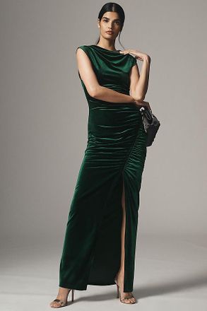 BHLDN Francesca High-Neck Stretch Velvet Maxi Dress