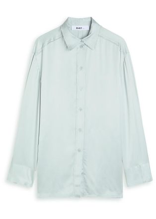 Day Birger Et Mikkelsen Day Birger ET Mikkelsen Strong Open-back Satin Shirt - Light Blue - 42 (UK16 / XL)