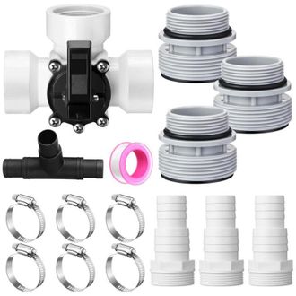 OEM Juego De Bypass Piscina Completo 15pzs. V&aacute;lvula 3 V&iacute;as &Oslash; 32/38mm Depuradoras Calentador Panel Solar
