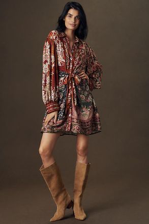 Farm Rio Winter Garden Mix Mini Shirt Dress