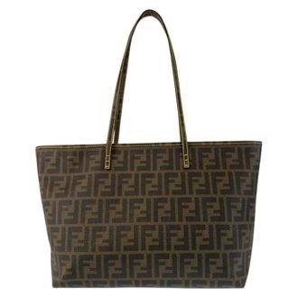 Fendi Zucca Brown Yellow Pvc Shoulder Bag Tote Bag (Pre-Owned)