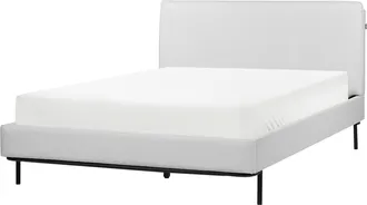 Beliani Letto Tessuto Moderno Imbottito Con Testiera Eu Letto Matrimoniale 140 X 200 Cm Grigio Con Rete A Doghe Corio