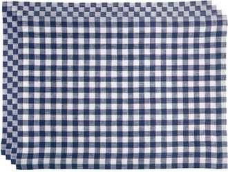 Solino Home Linen Placemats Set of 4, 14 x 19 Inch for Dining Table, Holiday and Everyday Table Decor - Gingham Check in Navy at Nordstrom, Size