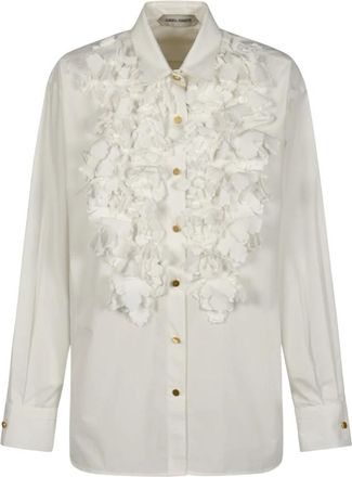 Alberta Ferretti Camisa de algod&oacute;n con aplicaciones florales - Blouses & Shirts - Mujer - Blanco - M