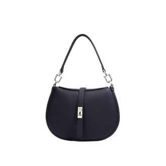 Generic Compatible For Womens Bag Leather Crescent Cross Body Simple Shoulder(Black)