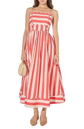 English Factory Stripe Midi Dress in Red/Ivory at Nordstrom, Size X-Small