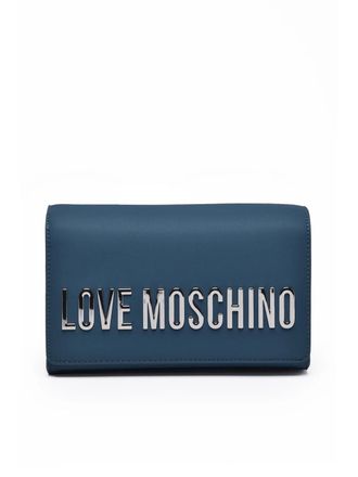 Love Moschino Rectangular Crossbody Bag With Metallic Logo And Chain Strap