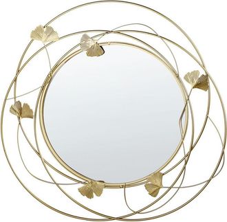 Beliani Beliani - Espejo De Pared De Metal Dorado Motivos Con Forma De Hoja 47 Cm Glamour Sala De Estar Dormitorio Anglet