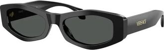 Versace Ve 4487 Onregelmatige Zonnebril - Dames - Zonnebrillen - Zwart - 54 MM - Accessoires