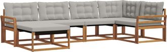 vidaXL Conjunto De Sof&aacute;s De Exterior 6 Uds. Gris Natural Y Claro Vidaxl