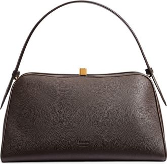 Khaite Cate Leather Top Handle Bag in Dark Brown 950 at Nordstrom