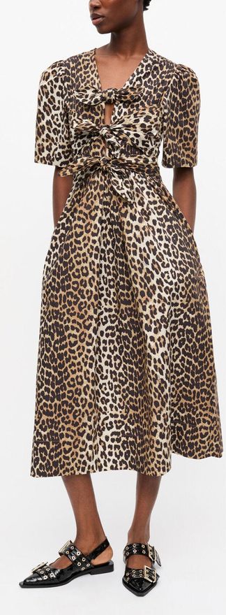 Mixed Leopard Printed Cotton Dress - Size 32 Organic