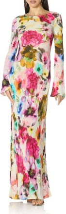 AFRM Jetta Maxi Dress in Watercolor Blossom at Nordstrom, Size X-Large
