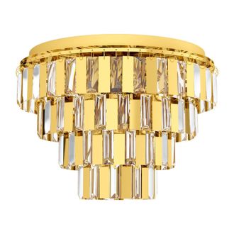 Loops Flush Ceiling Light Colour Brass Shade Tiered Clear Crystals Bulb E14 7x40W in Metallics
