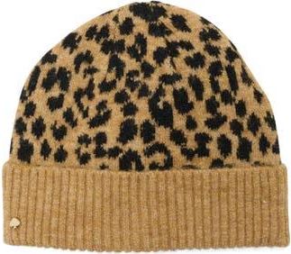 Kate Spade New York Leopard Beanie in Black/Light Tobacco at Nordstrom Rack