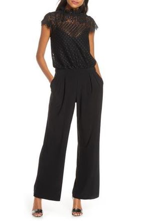 Julia Jordan Lace Blouson Jumpsuit in Black at Nordstrom Rack, Size 6