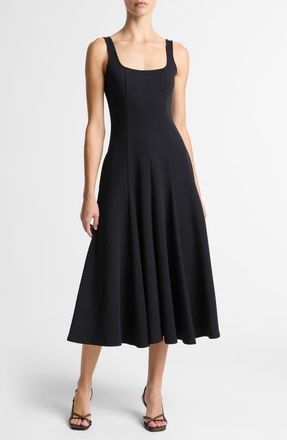 Vince Square Neck Midi Dress in Black at Nordstrom, Size Xx-Small