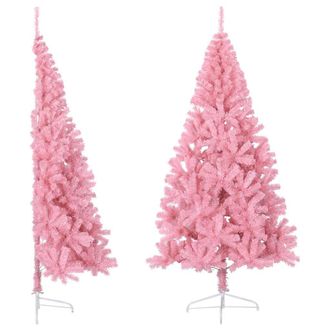 vidaXL Medio &Aacute;rbol De Navidad Artificial Con Soporte Pvc Rosa 210 Cm Vidaxl
