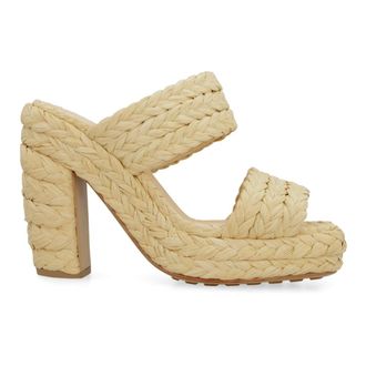 Bottega Veneta Heeled Mules, female, Beige, 6 UK, Canalazzo Raffia Mules