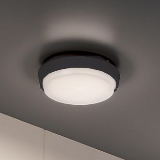 Zafferano Alu Lampada Da Parete E Soffitto In Alluminio Pressofuso Grigio Scuro Ip54 10w Led 3000k Diametro 17.5 Cm Design Moderno Per Esterni E Interni