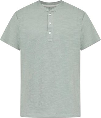 Rag & Bone T-shirt met een halslijn met knopen - Heren - T-shirts - Groen - S - Katoen - Tops