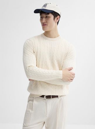 Le 31 Mens Twisted-cable crew neck sweater