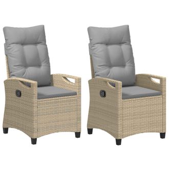 vidaXL Silla De Jard&iacute;n 2 Pcs Beige Y Gris Claro 56 X 60 X 112 Cm Vidaxl