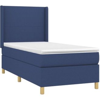 vidaXL Cama Box Spring Con Colch&oacute;n Tela Azul 100x200 Cm Vidaxl