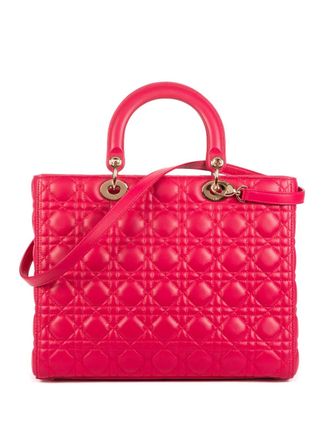Dior Lady Dior quilted charm-detail tote bag - Pink