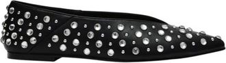 Steve Madden Dames Venecia Noviteit Leer Amandelpunt Ballerinas (Zwart)
