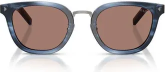 Prada 49mm Cat Eye Sunglasses in Blue Havana /Brown at Nordstrom