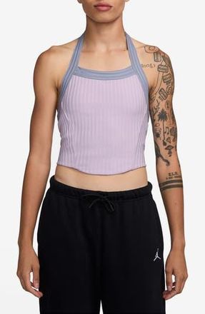 Nike Jordan Flight Poolside Rib Crop Halter Top in Doll/Indigo Haze/Indigo Haze at Nordstrom Rack, Size Xx-Large