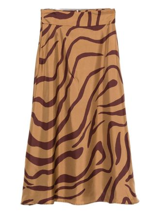 Raquel Diniz Zebra Silk Midi Skirt