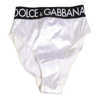 Dolce & Gabbana Satin High-Waist Brief - female - Dolce & Gabbana - Underpants - White - S - Underwear