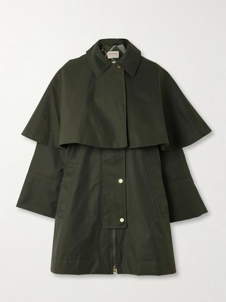 Barbour Giacca In Twill Di Misto Cotone Effetto Mantella Fia - Verde