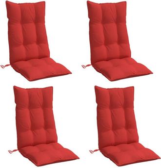 vidaXL Cojines De Silla Con Respaldo Alto 4 Uds Tela Oxford Rojo Vidaxl