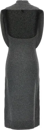 Courr&egrave;ges Womens Gray Wool Midi Dress