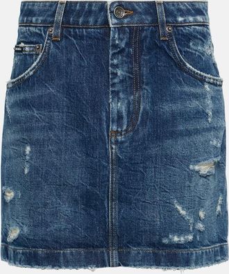 Dolce & Gabbana Distressed denim miniskirt