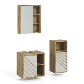 Vicco Conjunto De Muebles De Ba&ntilde;o De 3 Piezas Viola, Roble Artesanal, 3 Partes, Vicco