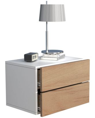 ebuy24 Gabinete De Noche Vcm Caj&oacute;n De Pared Tablero De Pared Mesa De Noche Dimensiones Aprox. Al. 30 X An. 45 X P. 32 Cm - Usal L 45 Cm (blanco / Roble De Mi
