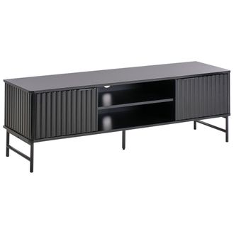 Beliani Beliani - Mueble Tv Moderno 140 X 40 Cm Mdf Almacenaje Aparador Negro Glastonbury