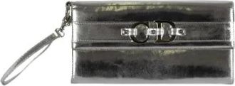 Dior Pre-owned Clutches, female, Gray, Size: ONE SIZE Pre-owned Leather Clutch