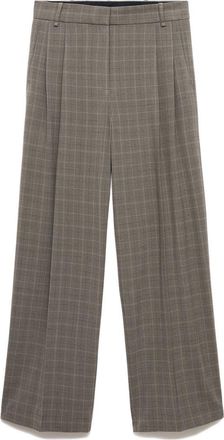 Mango Check Wide Leg Suit Pants in Medium Brown at Nordstrom, Size 10